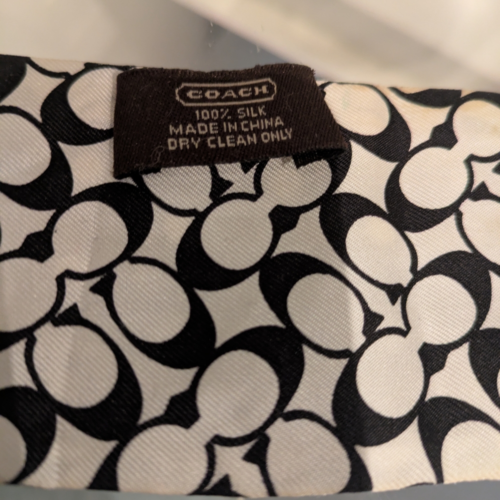 Coach Black and White Silk Scarf
